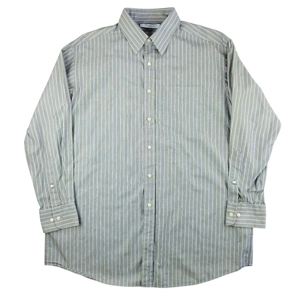Tommy Hilfiger Dress Shirt Mens 16.5 32/33 Long Sleeve Striped Classic Preppy‎